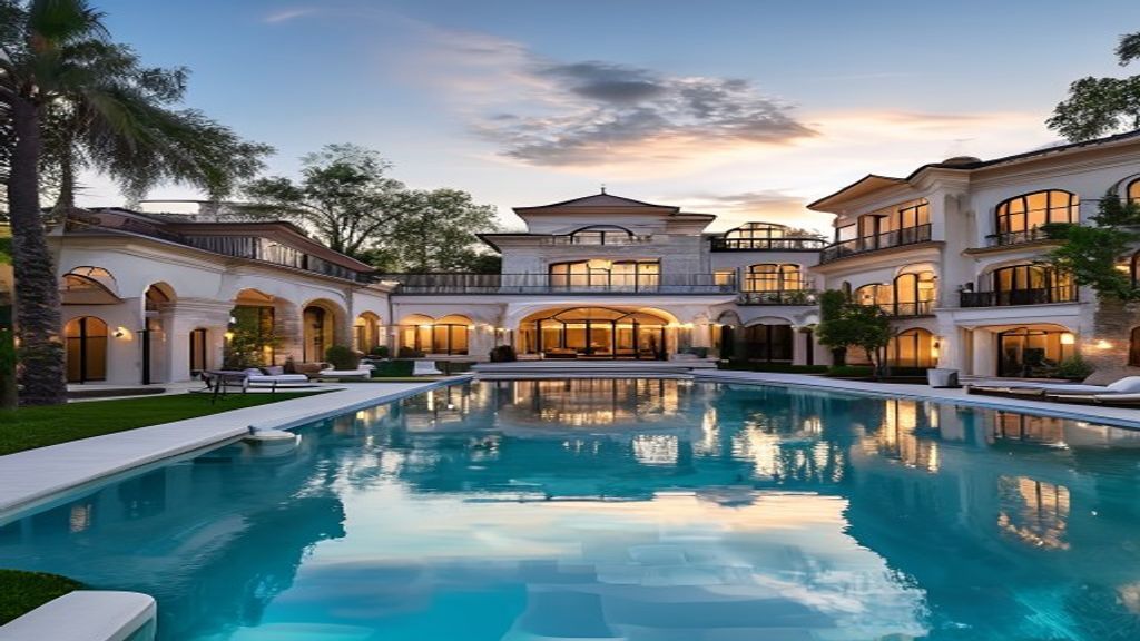 Luxurious mansion interior showcasing a private indoor pool, perfect for upscale home buyers.