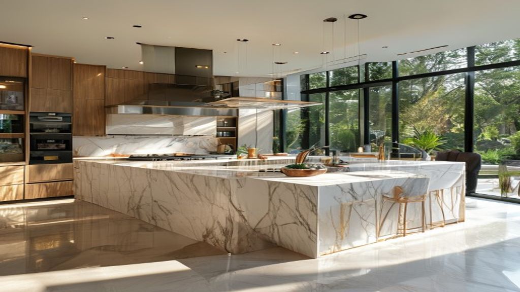 Custom kitchen island crafted for luxury mansion upgrades, showcasing premium design and premium materials.