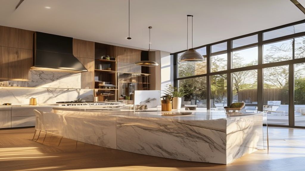 Luxury bespoke kitchen island for mansion kitchen upgrade
