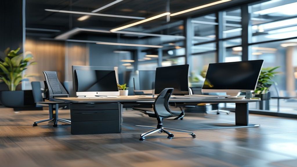 Ergonomic office furniture and accessories for corporate headquarters, enhancing employee comfort and productivity.