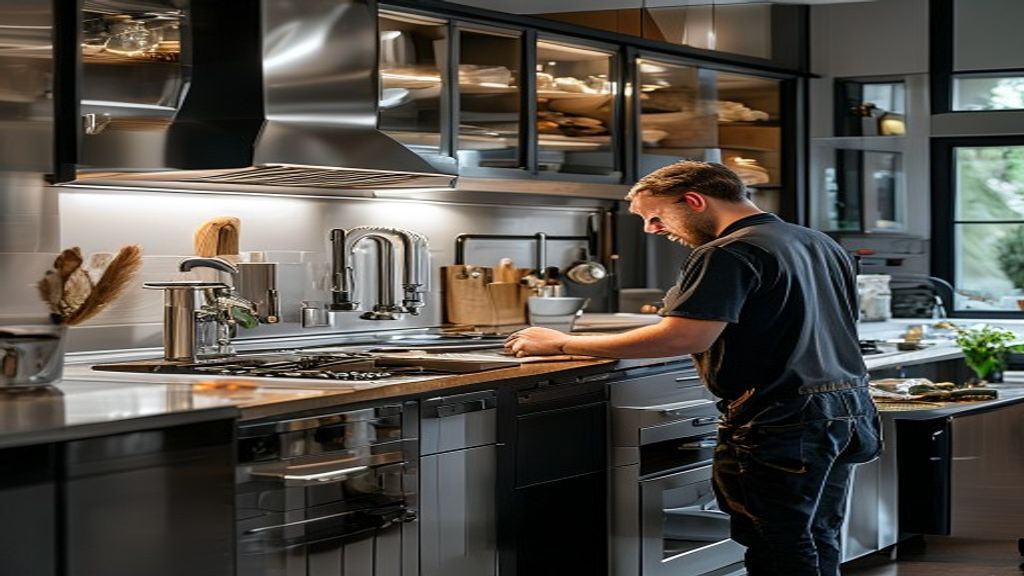 Luxury kitchen remodel showcasing sleek German‑engineered appliances and cutting‑edge technology.