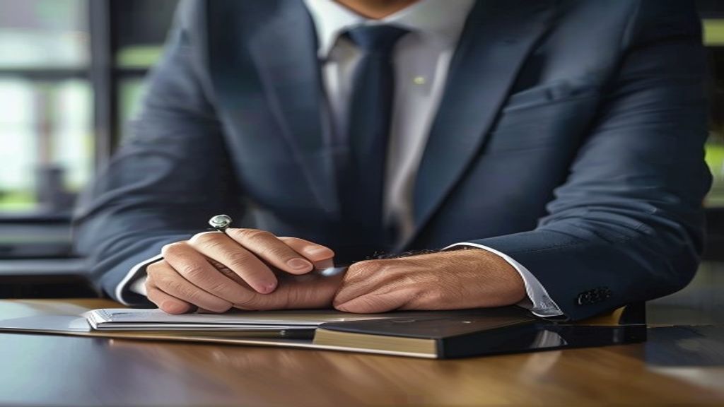 Business professionals reviewing commercial lease documents with real estate firm