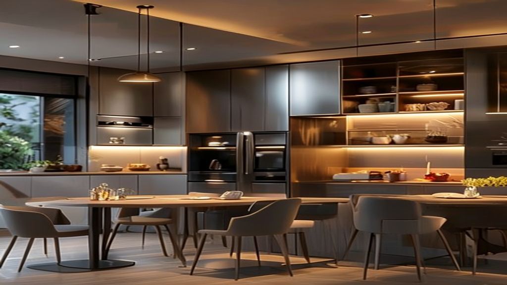 Luxury built-in appliances transforming a modern dining space with elegant cabinetry and stainless steel finishes