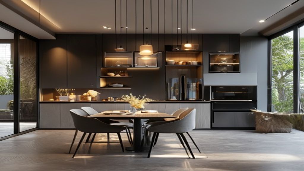 Elegant kitchen featuring sleek built‑in appliances that elevate dining space design.