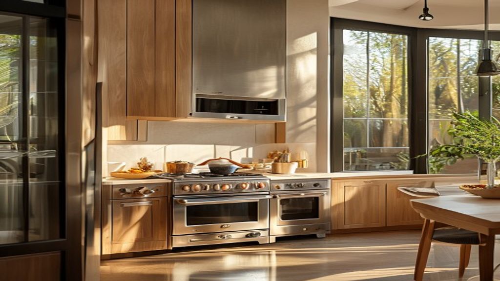 Sleek built-in appliances elevate a dining room, creating a modern, stylish space for entertaining.